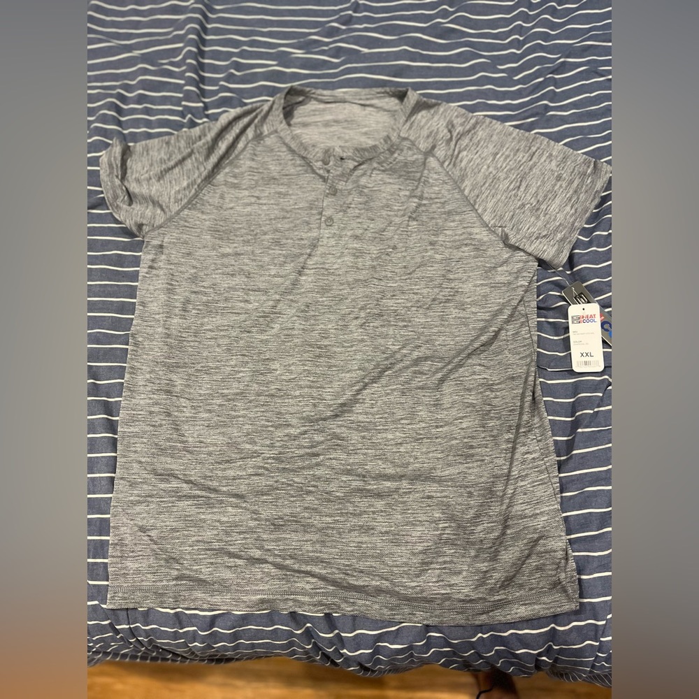 32Degrees MEN'S ULTRA-SONIC RAGLAN HENLEY - CHARCOAL SPACE DYE / XXL